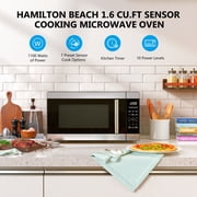 Hamilton Beach 1.6 Cu ft Sensor Cook Countertop Microwave Oven in Stainless Steel, New