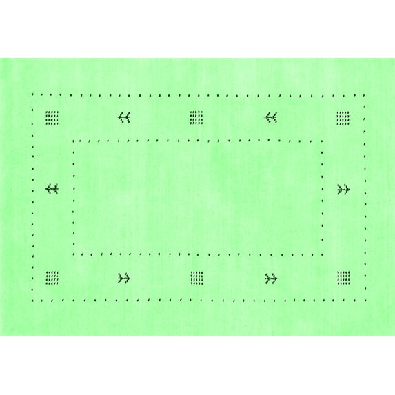 Ahgly Company Indoor Rectangle Solid Emerald Green Modern Area Rugs, 2' x 3'