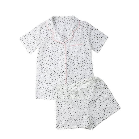 

Springcmy Women Sleepwear Cute Cotton Pajamas Short Sleeve Nightgown