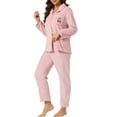 thumbnail image 4 of INSPIRE CHIC Women's Pajama Sets Sleepwear Button Down Soft Night Suit Lounge Sets M Light Pink, 4 of 6