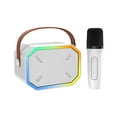 thumbnail image 1 of TFixol Portable Bluetooth Karaoke Speaker with 6W HD Sound, Wireless Mic, RGB Light Effects, and Compact Design for Home & Outdoor Use - Model P3 (White), 1 of 6