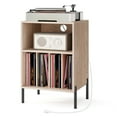 thumbnail image 1 of Giantex Meuble pour Tourne-Disque, Table d'Appoint Tournante Table de Nuit avec Station de Recharge et Disque Vinyle, Armoire de Rangement, Naturel, 1 of 10