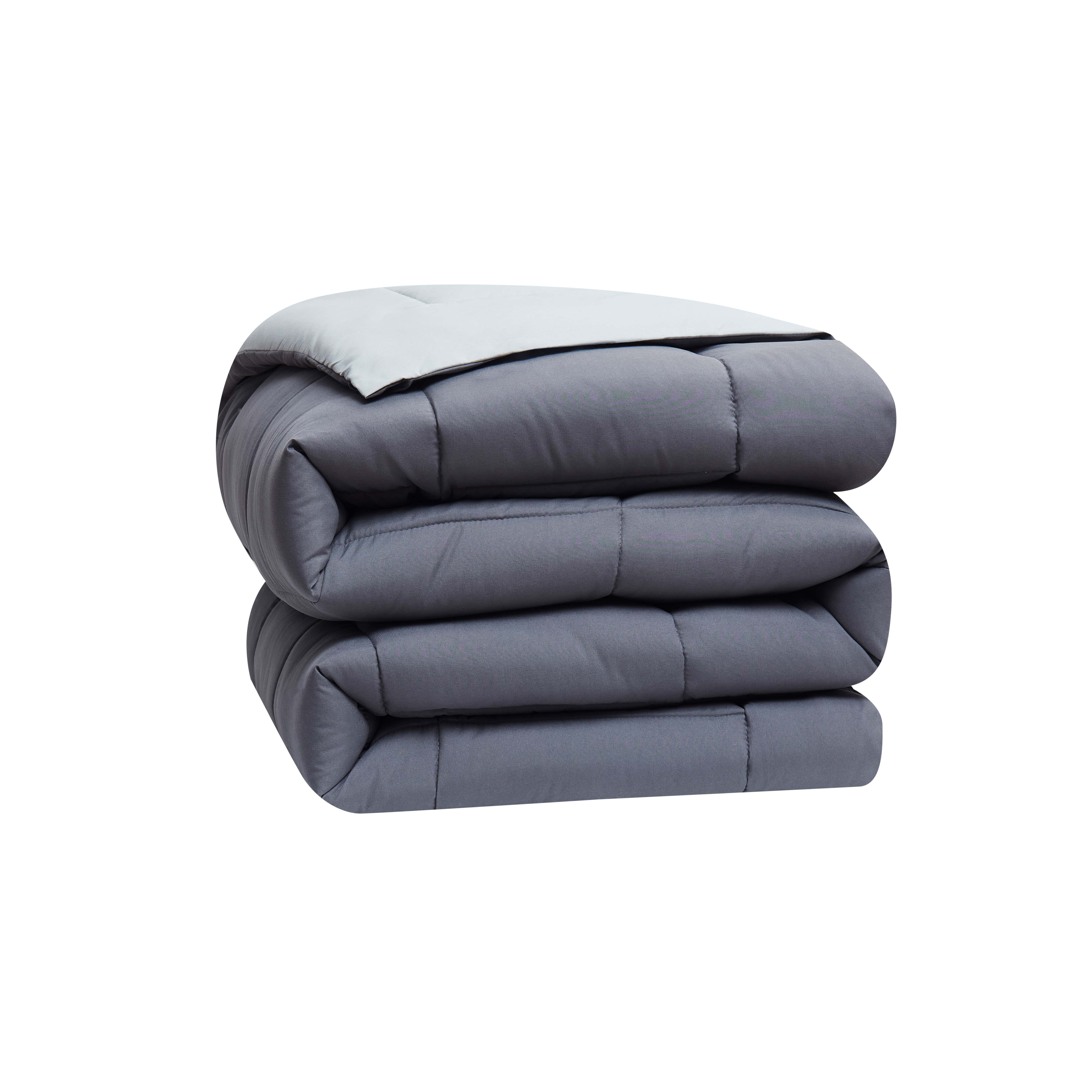 LammaLoe Twin Comforter, Quilted Down Alternative Comforter, All Season Duvet Insert with Gray/Light gray