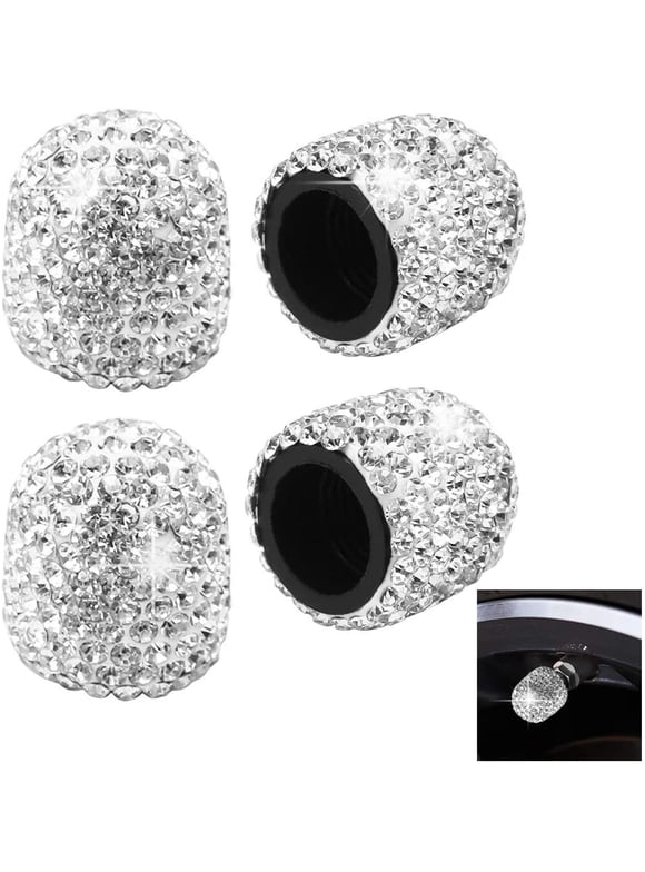 Universal Stem Covers 4-Pack Bling Tire Valve Caps - Crystal Rhinestone Stem Covers For Cars, SUVs, Bicycles & Trucks Rhinestone Tire Accessories-203970