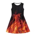 thumbnail image 3 of Renewold Kids Fire Print Party Tank Dresses Size 7-8 Years Lightweight Princess Dress Up Clothes for Little Girls Soft Summer Knee Length Skater Dress for Teens, 3 of 6