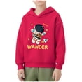 thumbnail image 3 of Jinhomg Girls Boys Long Sleeve Sweatshirt Cute Astronaut Graphic Toddler Hoodies Kids Thermal Cozy Pullovers Fall Giving Red 3 Years, 3 of 8