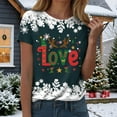 thumbnail image 6 of larppty Fall Crew Neck T-Shirts Women Christmas Graphic Shirts Cute Xmas Tees Funny Holiday Family Short Sleeves Tops (Dark Green, M), 6 of 9