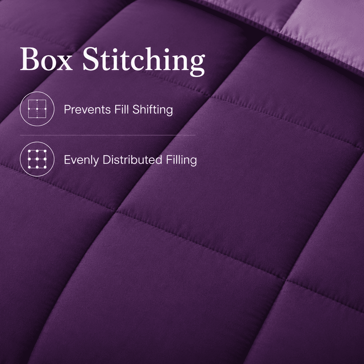 Evolive All Season Pre Washed Soft Microfiber Down Alternative Reversible Comforter with Box Stitching (Purple/Lavender, Full/Queen)