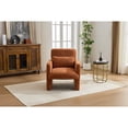 thumbnail image 2 of Accent Chair, Armchair, Chenille Chair&nbsp;Modern Upholstered Fabric Accent Armchair with Solid Wood Frame for Living Room, Bedroom, Apartment, Orange, 2 of 11