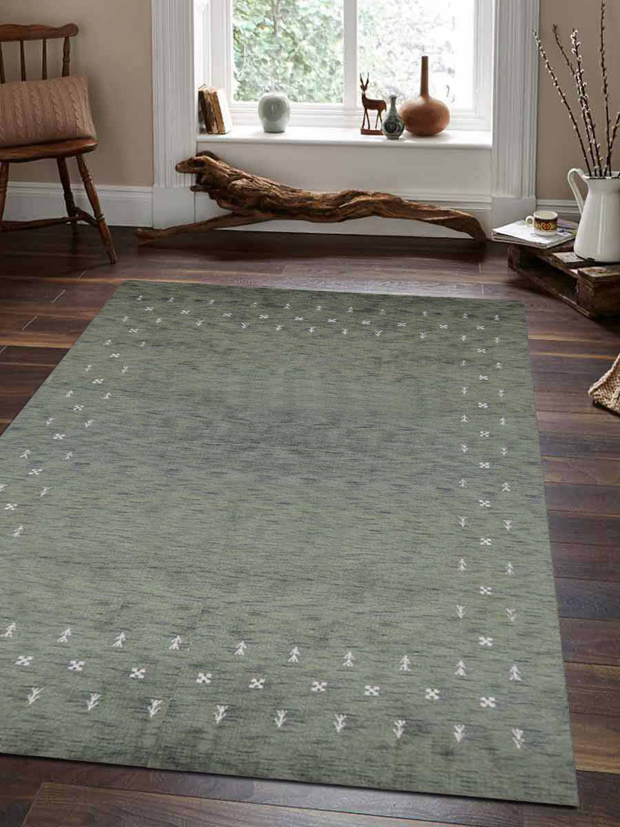 Rugsotic Carpets Hand Knotted Wool 5'x8' Area Rug Geometric Beige Gold N01052