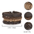 thumbnail image 3 of Juego de 4 pulseras trenzadas de cuero negro y marrón con cuentas de madera CHAO, 3 of 5