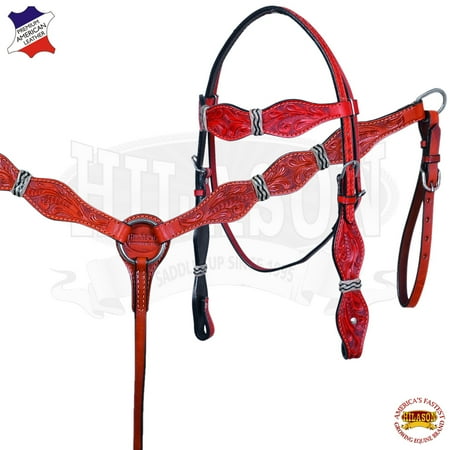 - HILASON WESTERN AMERICAN LEATHER RAWHIDE BRAIDED HORSE HEADSTALL BREAST COLLAR