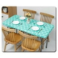 thumbnail image 6 of Yuedong Dining Table Oil Proof Table Cover Elastic Tablecloth For Home Restaurant Wipe Clean Waterproof Outdoor Flannel Moroccan Rubber Band, 6 of 14