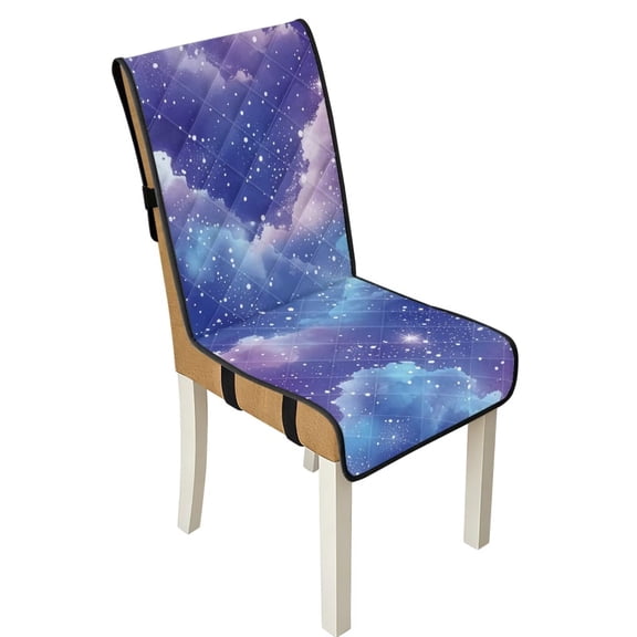 TSOVTHRID Starry Night Cloud Print Quilted Dining Chair Cushion Cover, Universal Cozy Chair Seat Covers Protector with Elastic Band, Anti-Slip Seat Slipcovers, Set of 1
