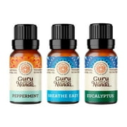 GuruNanda Breathe Essential Oil Blends for Congestion, Sinus & Aromatherapy - Set of 3