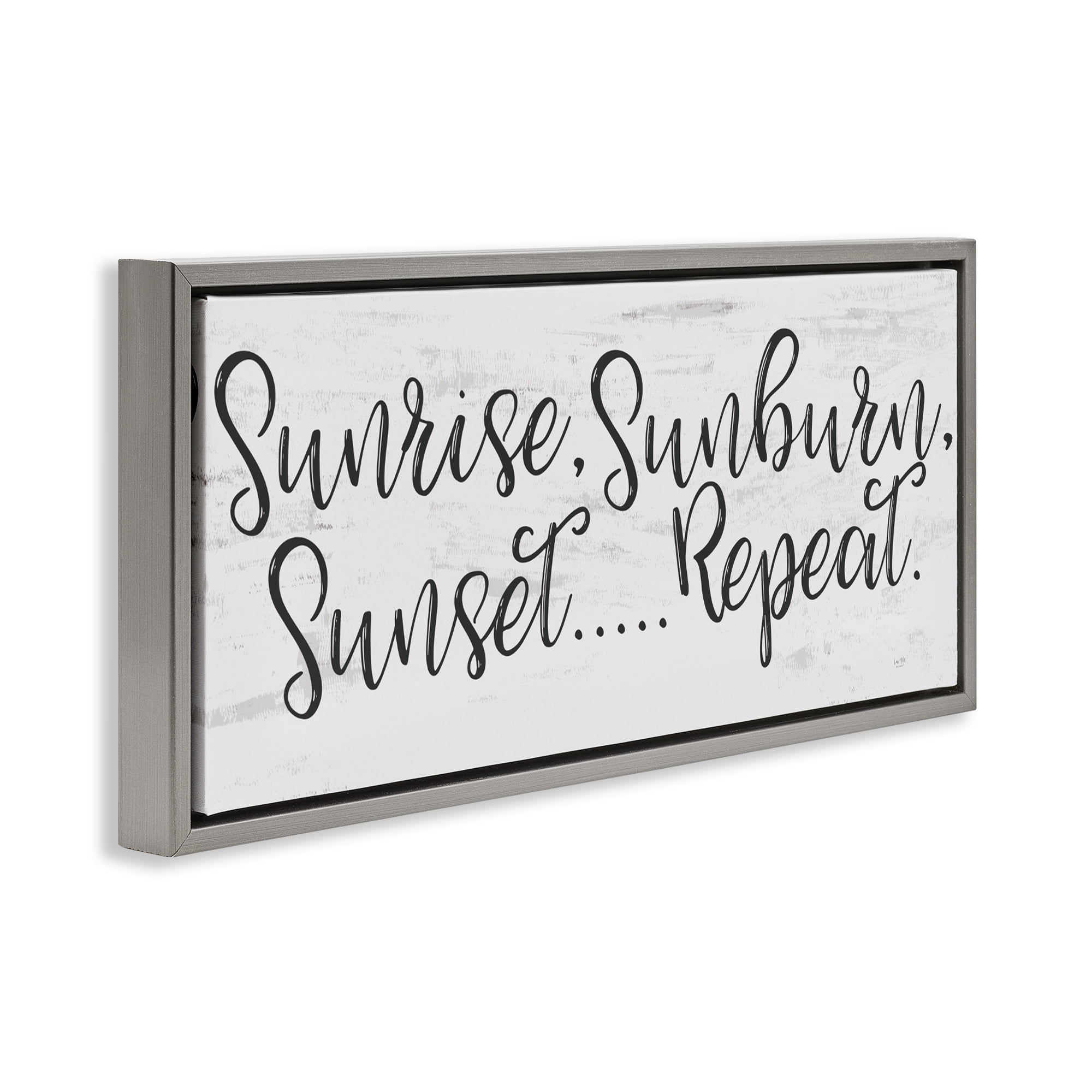 Stupell Industries Sunrise Sunburn Sunset Repeat Gray Framed Floater Canvas Wall Art, design by Lux + Me Designs