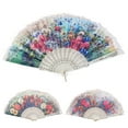 thumbnail image 2 of Fairnull Folding Fan Lightweight Portable Vintage Fan Elegant Lace Floral Pattern Hand Fan Wedding Party Accessory, 2 of 11