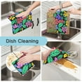 thumbnail image 2 of Flowers and Leaves Black Kitchen Towels 6 Pcs Dish Towels Absorbent Soft Quick Dry Towel Dish Rags for Washing Dishes, 2 of 8