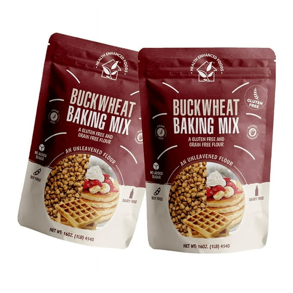 Gluten-Free Buckwheat Baking Mix [2 Pack - 16 oz / 1 LB] - Pancake, Waffle, Cookie & Muffin Mix - Nut-Free, Grain-Free, Soy-Free, Dairy-Free, No Added Sugar, Low Glycemic