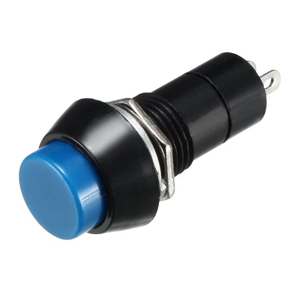 10Pcs,12mm Round Push Button Switch Blue Self-Locking Latching SPST 1 NO 1 NC