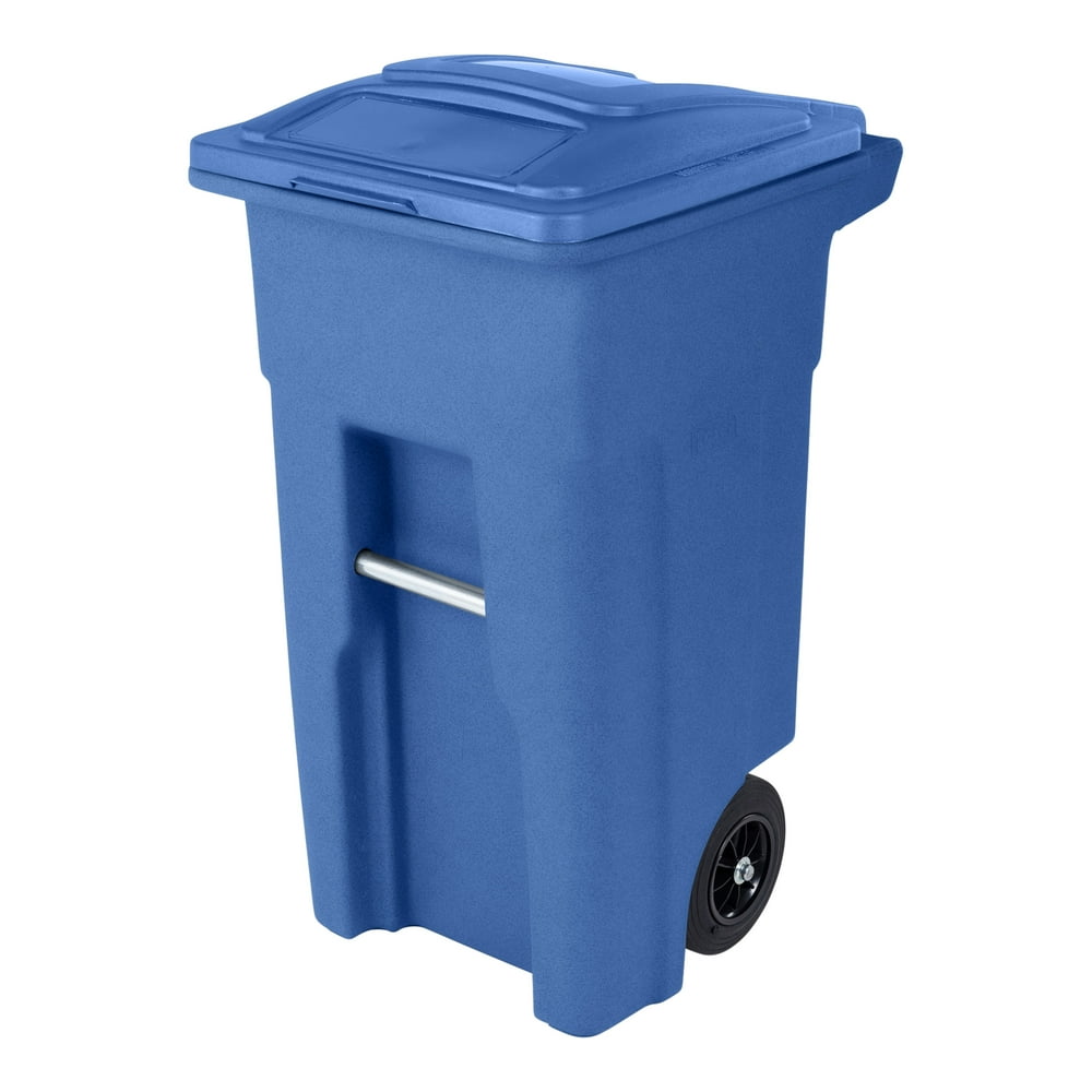 Toter 32 Gal. Trash Can Blue with Wheels and Lid