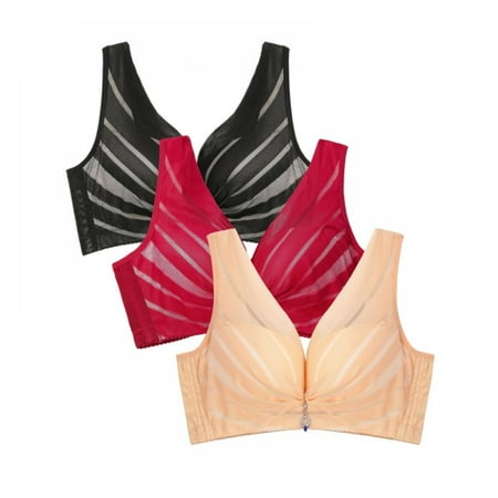

Pretty Comy 3Pack Women s Comfortable Gathered Lace Bralette - Vest Style