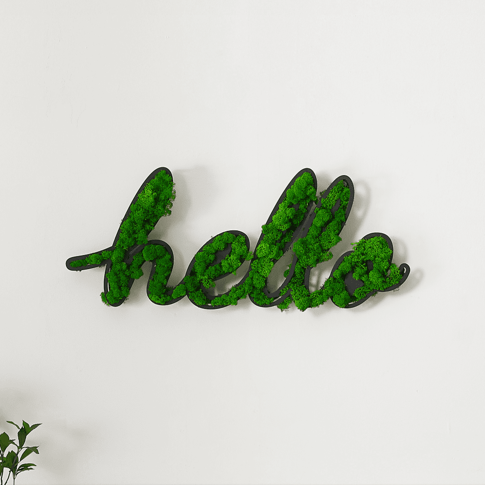"HELLO" Letter Art Moss Wall Decor A Natural Greeting
