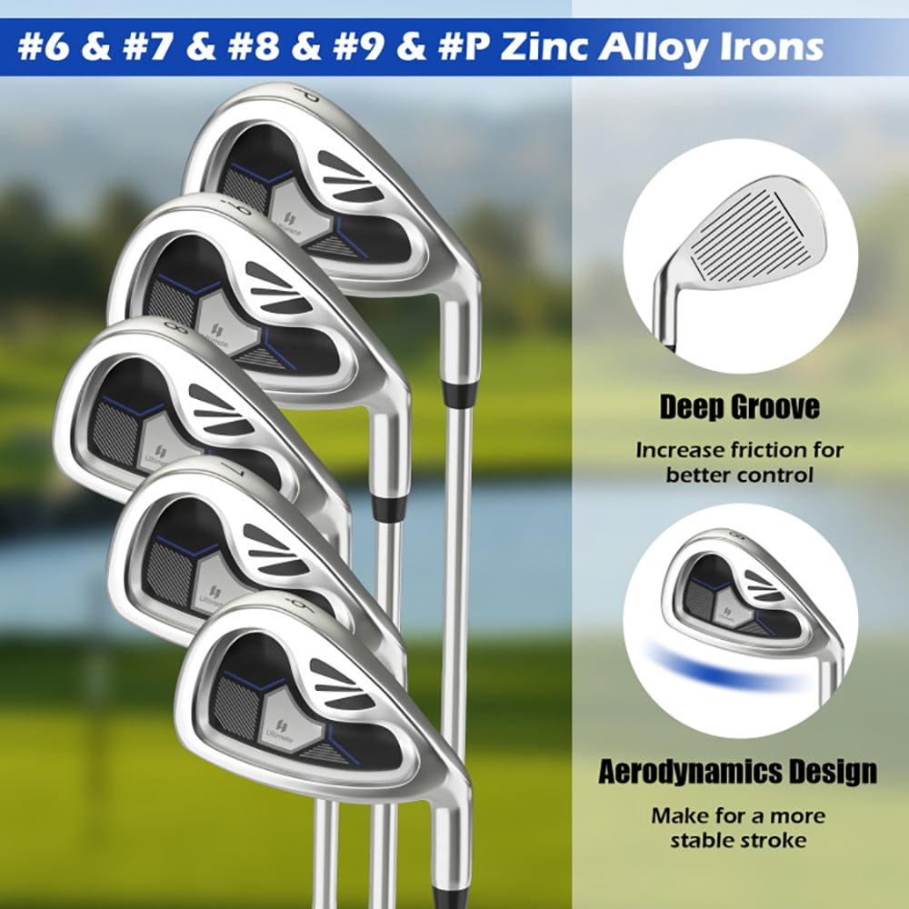 Resenkos Golf Set ,Golf Cart Set,Men's 9 Pieces Complete Golf Club Set-Navy