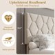 thumbnail image 5 of Beige forrado cabecero tamaño individual marco de cama-heavy-duty platform strong wood slats no box spring noise-free & easy to assemble, 5 of 6