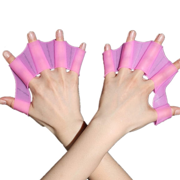 2 Pair Silicone Swimming Gloves Finger Frog Type Webbed Aquatic Training Water Resistance Fitness Paddle Aerobics for Men Women Kids
