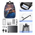 thumbnail image 6 of Rateoe Night Sky Turtle Pattern Student Backpack Water-resistant Backpack 15-inch Laptop Backpack Lightweight Adjustable School Backpack, 6 of 6