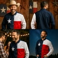 thumbnail image 2 of Texas Flag Lone Star Twill Shirt Men Long Sleeves Button Down 100% Cotton, Soft, Breathable, Full Cut, Casual, 2 of 6