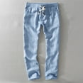 thumbnail image 3 of RWJDXD New Men‘s Linen Trousers Straight Tube Rope Solid Color Casual Linen Trousers Men Breathable, 3 of 6