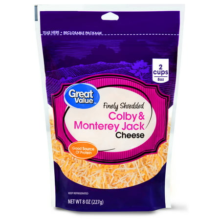 Great Value Finely Shredded Colby & Monterey Jack Cheese, 8 Oz