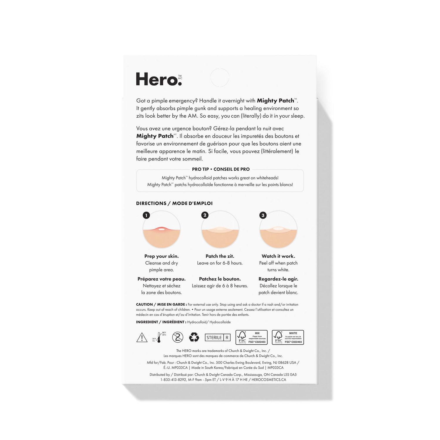 Hero Cosmetics Mighty Patch Original – Hydrocolloid Acne Patch, Overnight Acne Blemish & Zit Stickers for Sensitive Skin, 60ct