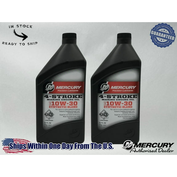 Mercury OEM Semi Synthetic 10W30 Marine Oil Quarts 92-8M0142141 2 Pack