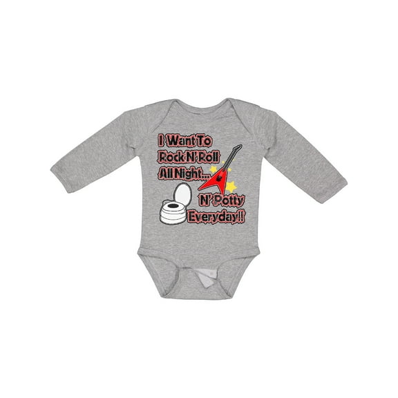 Inktastic I Want to Rock N' Roll N' Potty Everyday Boys or Girls Long Sleeve Baby Bodysuit