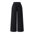 thumbnail image 3 of Tigivemen Girl Clothes Wide Leg Pants for Girls Drawstring Baggy Going Out Pant with Pockets Casual Sweatpants Black,6-7 Years, 3 of 3