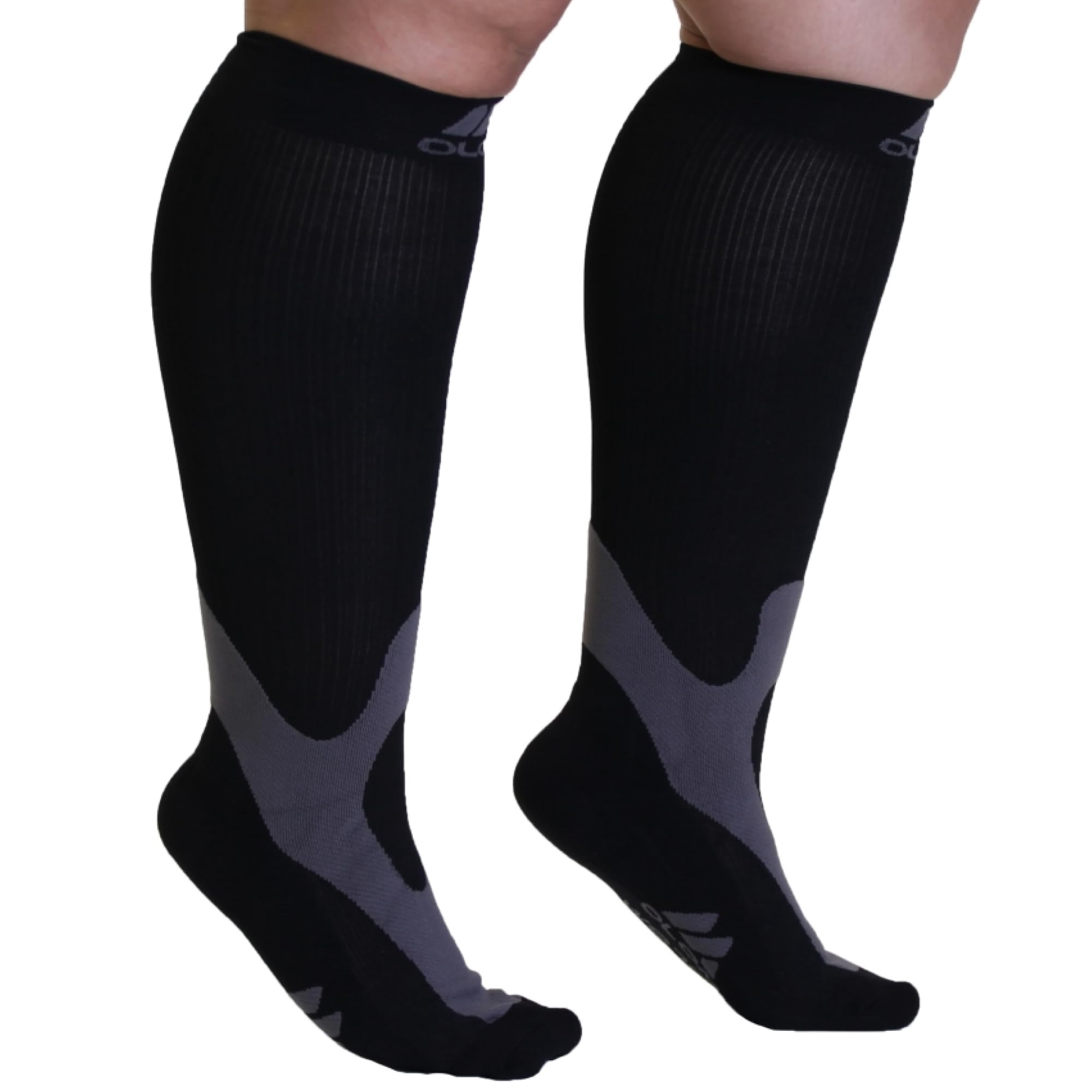 3XL Plus Size Unisex Opaque Compression Knee High 20-30mmHg - Black, 3X-Large