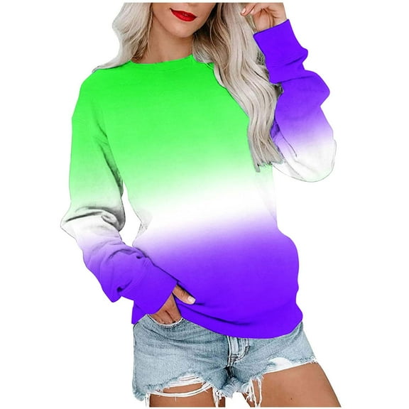 pbnbp Fall Sweater for Women 2023 Trendy Ombre Tie Dye Long Sleeve Pullover Casual Loose Fit Color Thin Crewneck Sweatshirts