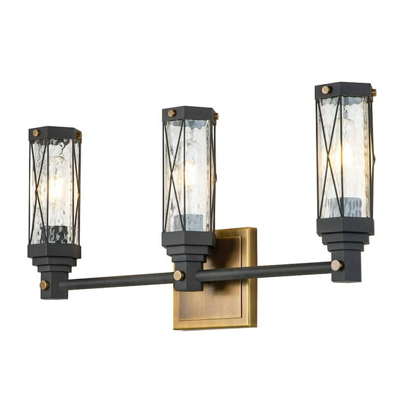 Lucas McKearn Abbey 3-light Metal Bath Vanity Light in Aged Brass/Black