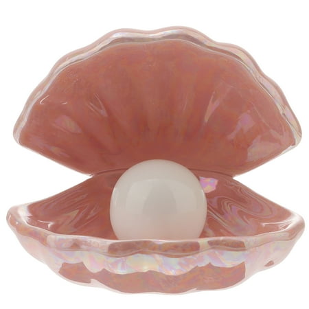 

Shell Pearl Design Night Light Ceramics Desktop Ornament Bedside Decorative Lamp Home Decor Lamp for Bedroom (Pink)