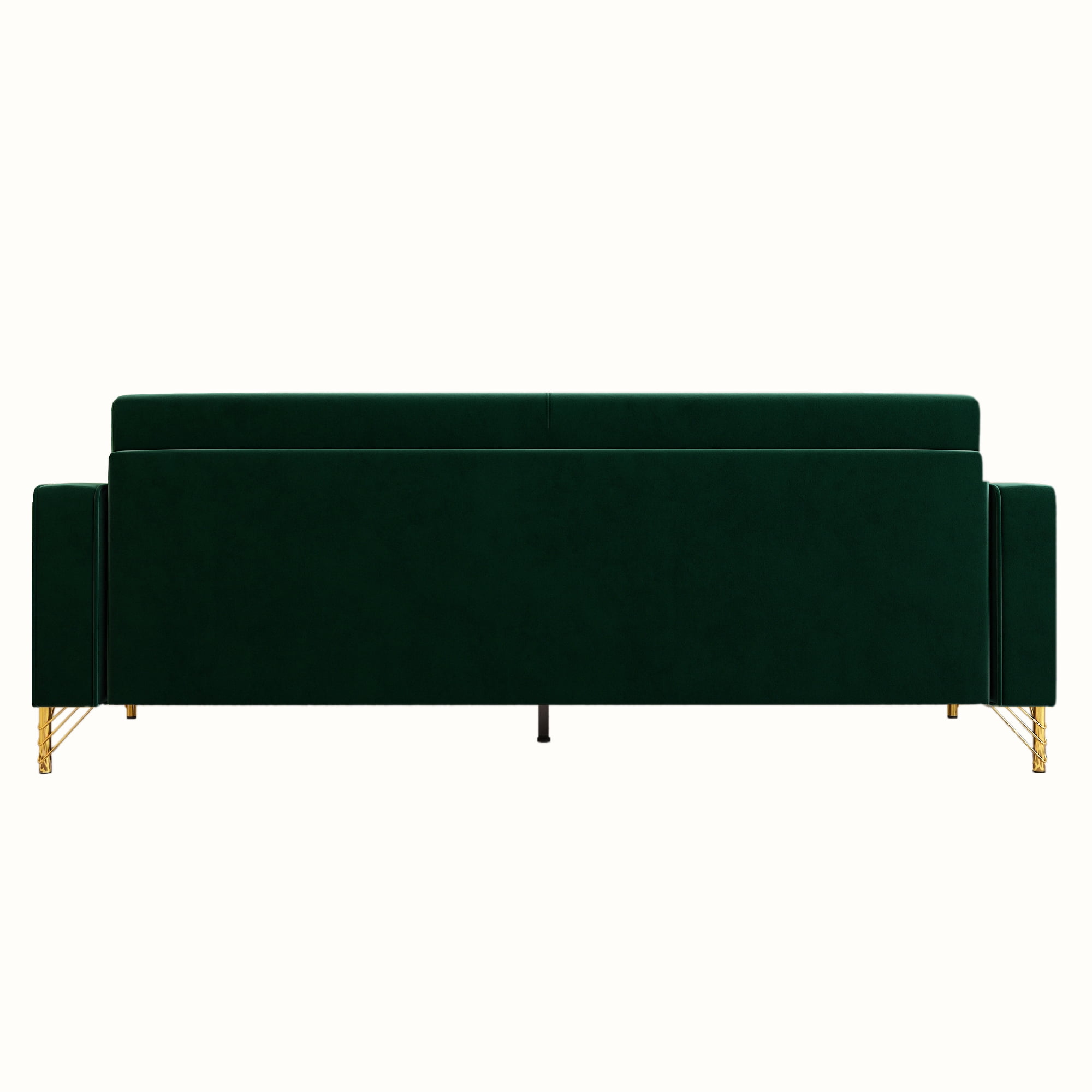 Modern Velvet Upholstered Sofa Couch with Pillows Removable Cushions and Gold Metal Legs for Living Room Office Apartment