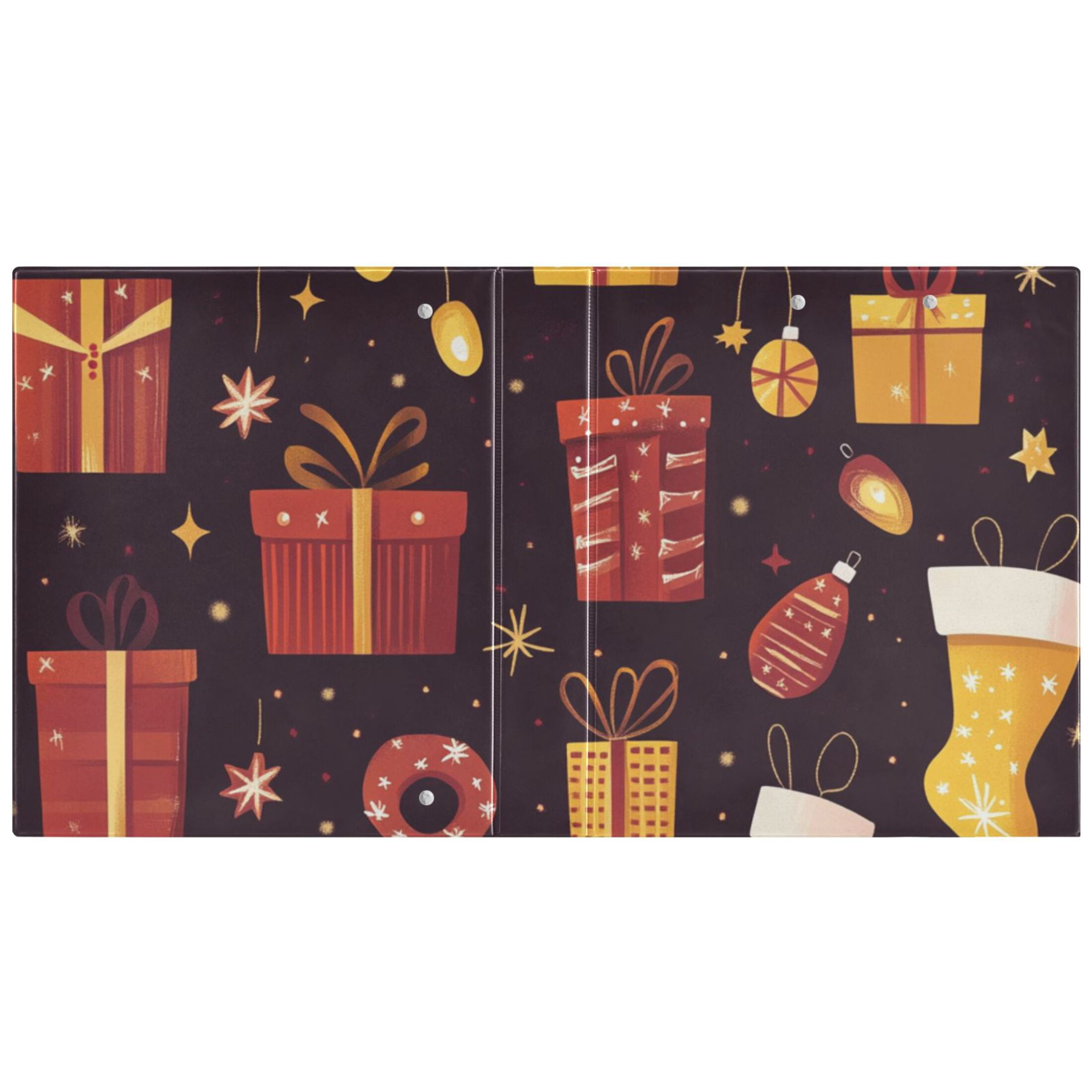 Christmas Socks 3 Ring Binders 1.5 inch Hardcover File Folders with Interior Pockets A4 Size Organizer for School Office Hospital