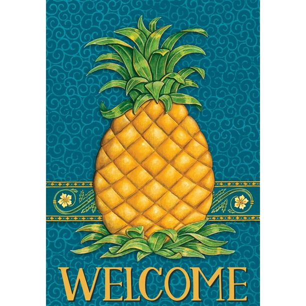 Pineapple Blue and Yellow Garden Flag 18 X 12 Inches Walmart