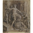 thumbnail image 2 of Cornelis Ketel 15x17 Black Ornate Wood Framed Double Matted Museum Art Print Titled - Design for the Central Section of the Mirror of Virtue (1594), 2 of 5