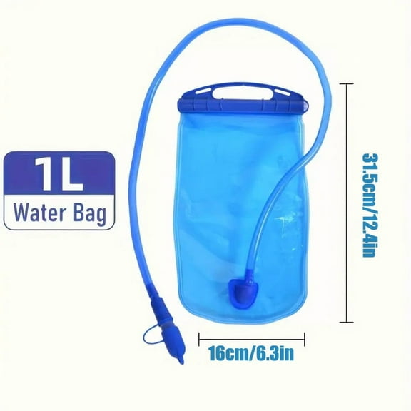 BYXAS 1-Liter Water Reservoir - Hydration Bladder - Faster Water Flow Rate - Leak-Proof - Ergonomic Shape - Easy-to Clean, Dual Wide Openings-Big Bite Valve - BPA-Free - Blue
