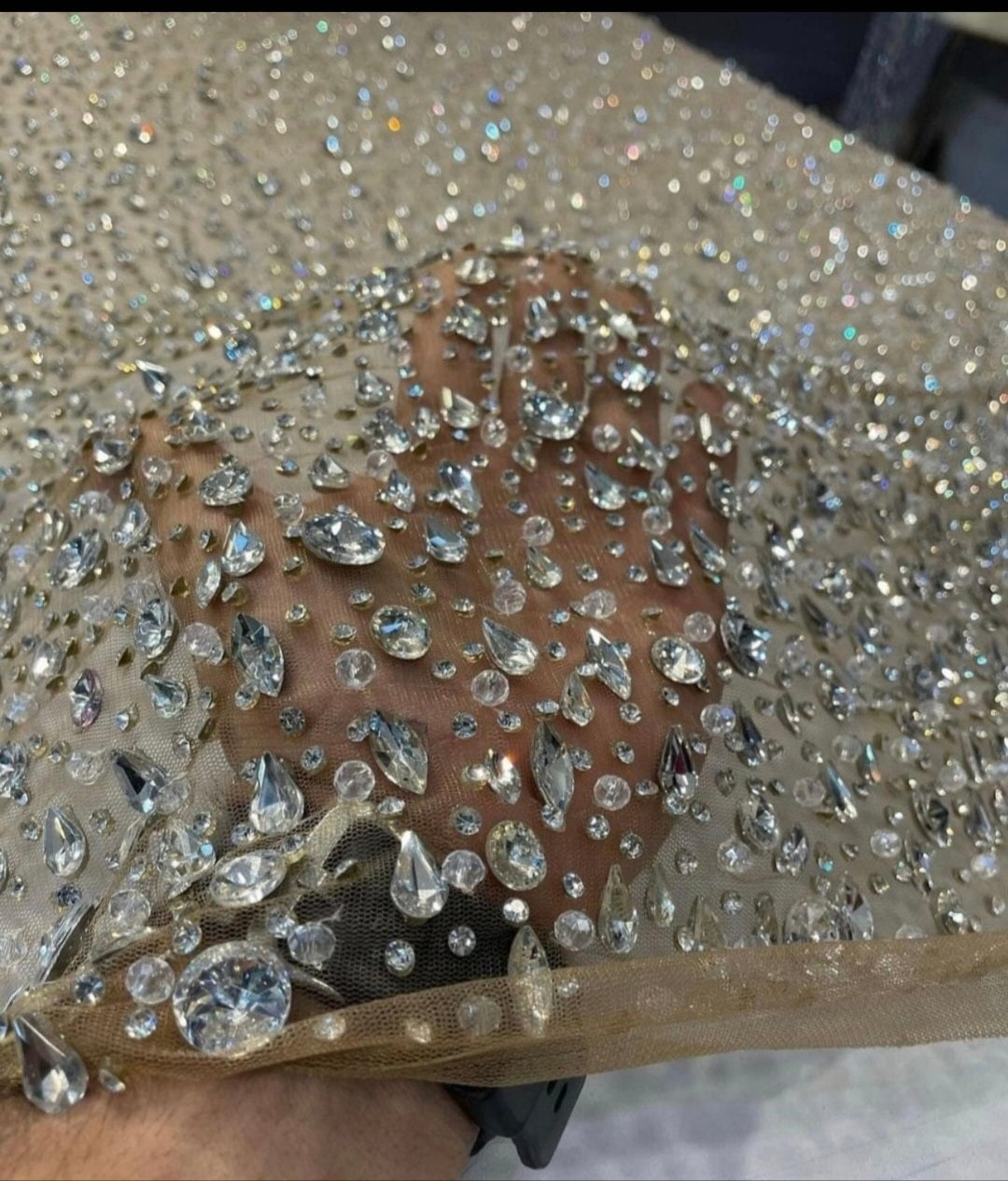 Exquisite Beaded Fabric Material for Elegant Bridal Gowns & Special Occasions