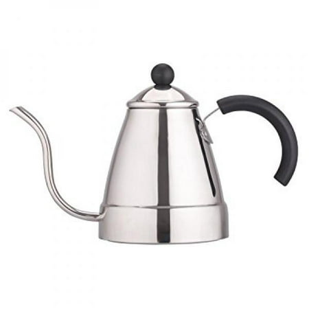 Zell Stainless Steel Tea & Drip Coffee Gooseneck Kettle | Precise Thin Spout for Pour Over Coffee | Gas or Electric Stovetop Compatible | 47 oz (1400