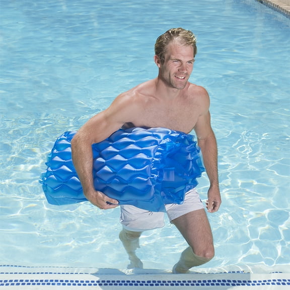 85" Roll 'N' Go Inflatable Swimming Pool 1-Person Air Mattress with Pillow - Blue